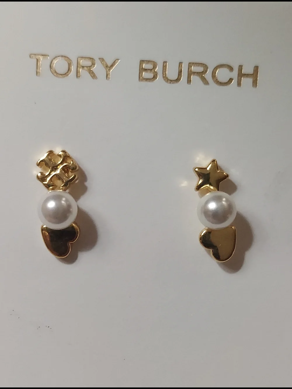 Tory Burch Gold-tone Pearl Heart & Star Stud Earrings